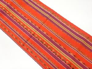 リサイクル　縞に幾何学模様織出し名古屋帯（松葉仕立て）